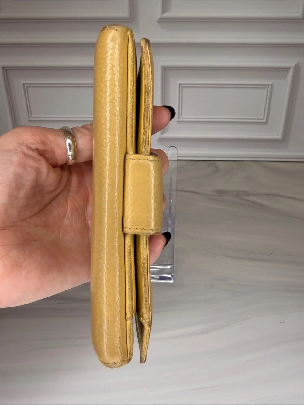 CHANEL Cambon Ligne Camel Caviar Leather Snap Bifold Wallet Vintage